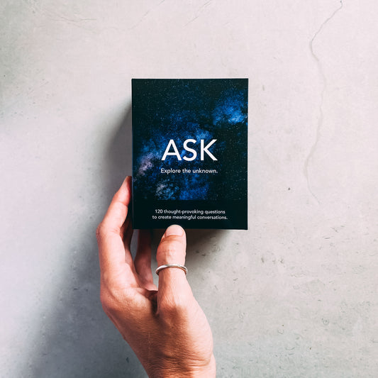 Ask meaningful questions. Share stories. Explore the unknown. ASK’s 120 questions inspire us to get to know ourselves & others better by playfully breaking through the superficial. ASK can be played with friends & family, co-workers, total strangers or by yourself. Over dinner, on a walk, while traveling and as a self-knowledge tool. ASK’s questions have been inspired by various sources, including some of the world's leading self-development coaches & masters. English + Portuguese on every card.